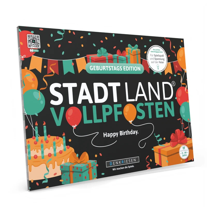 Stadt Land Vollpfosten - Geburtstags Edition - Gesellschaftsspiel