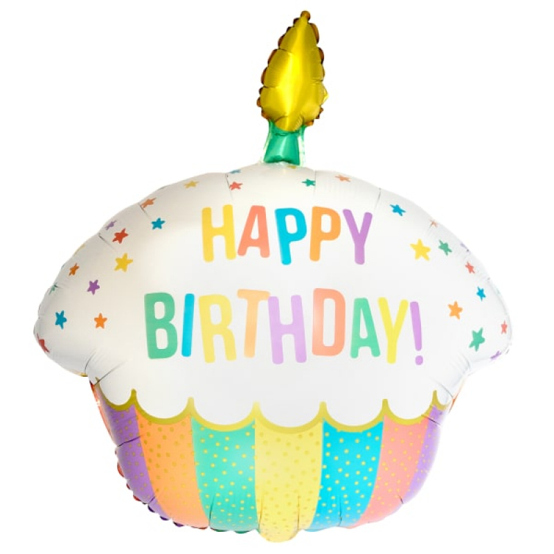 Folienballon Rainbow Birthday Cupcake